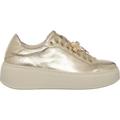 Loretta Pettinari Baskets|Sneakers en Cuir Mathilde dorées