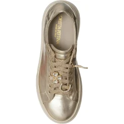 Loretta Pettinari Baskets|Sneakers en Cuir Mathilde dorées