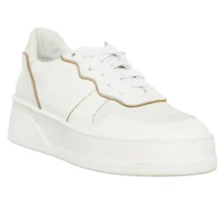 Loretta Pettinari Baskets|Sneakers en Cuir Nabuk blanc/doré
