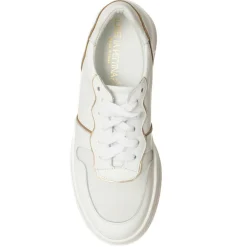 Loretta Pettinari Baskets|Sneakers en Cuir Nabuk blanc/doré