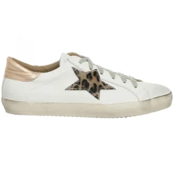 Loretta Pettinari Baskets|Sneakers en Cuir Olivia blanc/léopard/rose doré