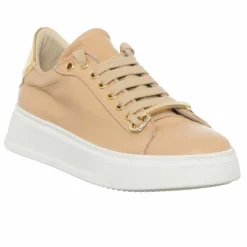 Loretta Pettinari Baskets|Sneakers en Cuir Sosa beige/Doré/blanc