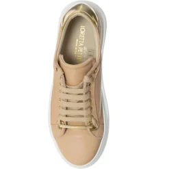 Loretta Pettinari Baskets|Sneakers en Cuir Sosa beige/Doré/blanc