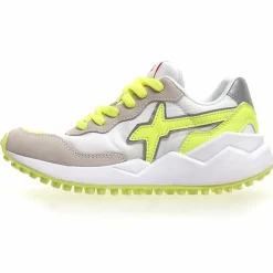 W6YZ Baskets|Sneakers en Cuir Wolf blanc/jaune fluo