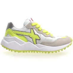 W6YZ Baskets|Sneakers en Cuir Wolf blanc/jaune fluo