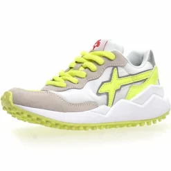 W6YZ Baskets|Sneakers en Cuir Wolf blanc/jaune fluo