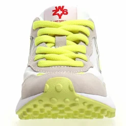 W6YZ Baskets|Sneakers en Cuir Wolf blanc/jaune fluo
