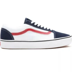 Vans Baskets|Sneakers en Toile & Velours de Cuir Tri-Tone ComfyCush Old Skool blanc/bleu/rouge