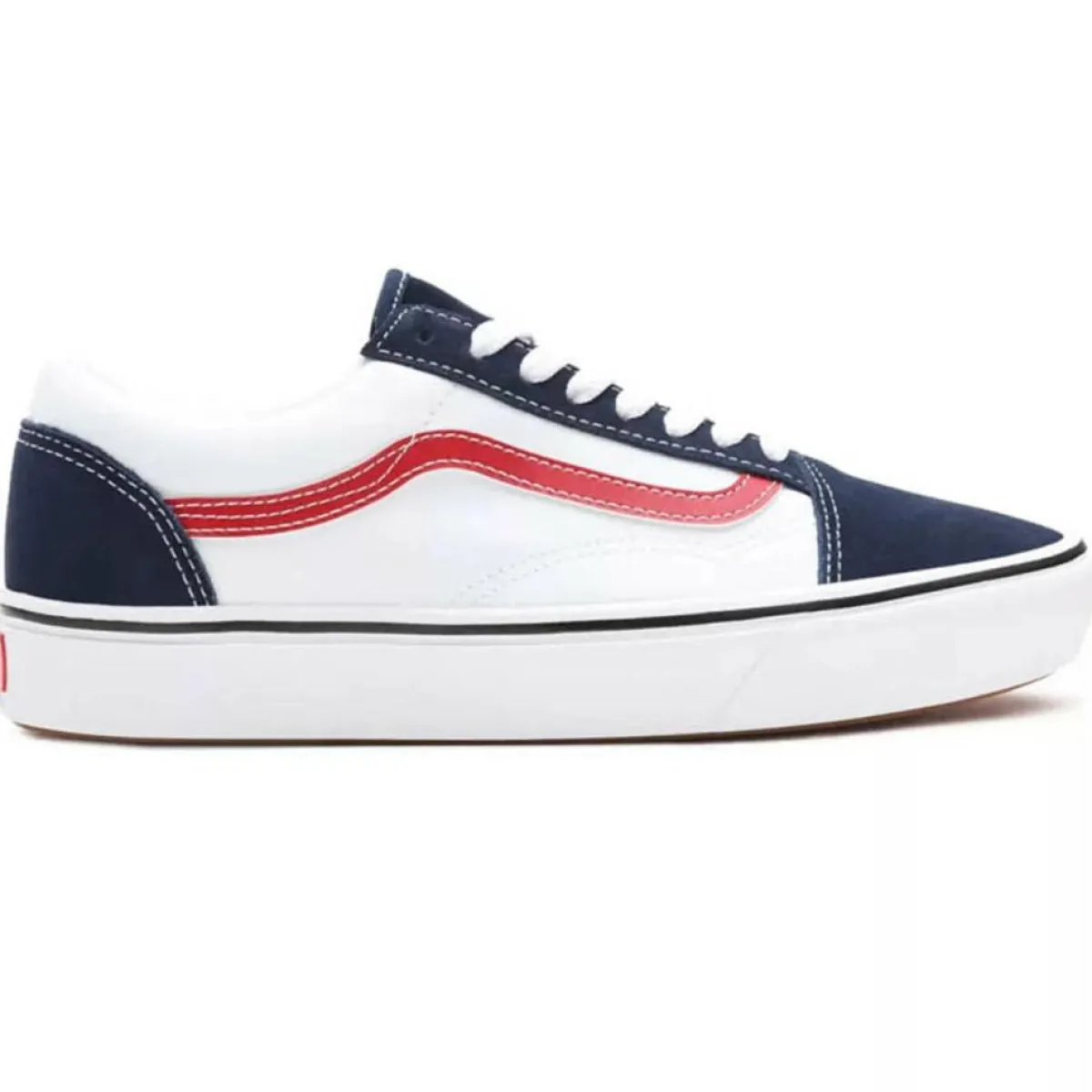 Vans Baskets|Sneakers en Toile & Velours de Cuir Tri-Tone ComfyCush Old Skool blanc/bleu/rouge