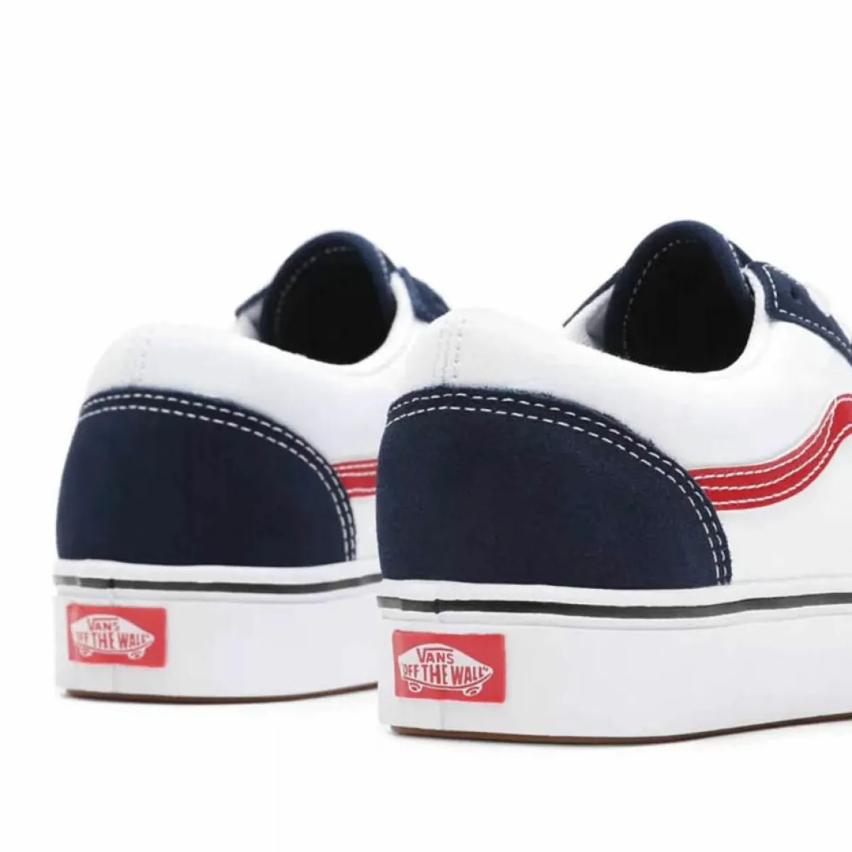 Vans Baskets|Sneakers en Toile & Velours de Cuir Tri-Tone ComfyCush Old Skool blanc/bleu/rouge