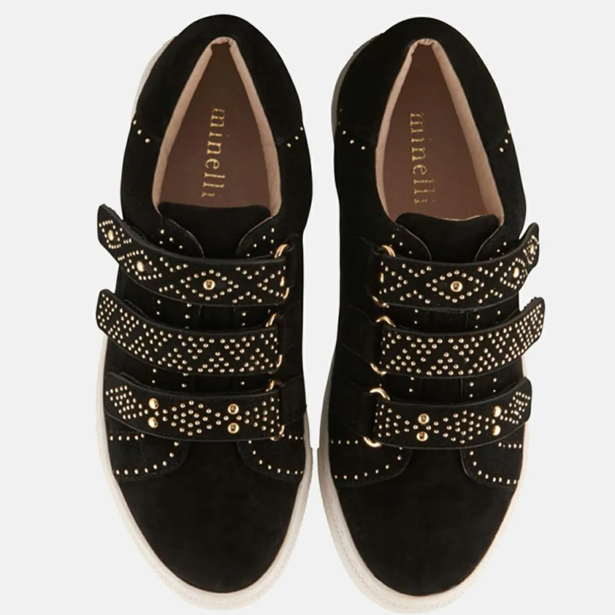 Minelli Baskets|Sneakers en Velours de Cuir Lucie noires