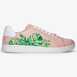 Mellow Yellow Baskets|Sneakers en Velours de Cuir Faleaf roses