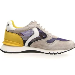 Voile Blanche Baskets|Sneakers en Velours de Cuir Julia gris/moutarde