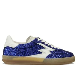 Moa Concept Baskets|Sneakers en Velours de Cuir Deluxe bleu glitter
