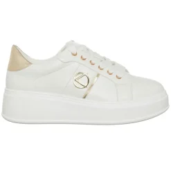 Loretta by Loretta Baskets|Sneakers Lona écru/doré - Plateforme 5 cm