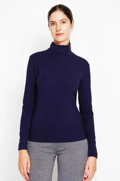 Assuili Pulls|Sous-pull en Soie mélangée bleu nuit