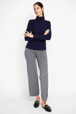 Assuili Pulls|Sous-pull en Soie mélangée bleu nuit