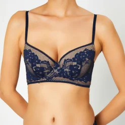 Huit Lingerie, Nuit|Soutien-gorge avec armatures en Soie mélangée Casablanca bleu marine