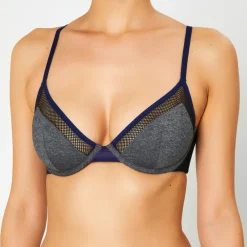Huit Lingerie, Nuit|Soutien-gorge avec armatures Sporty gris/bleu marine