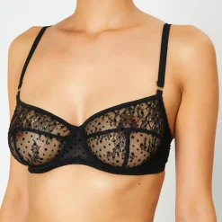 Huit Lingerie, Nuit|Soutien-gorge avec armatures en Soie mélangée Flock noir