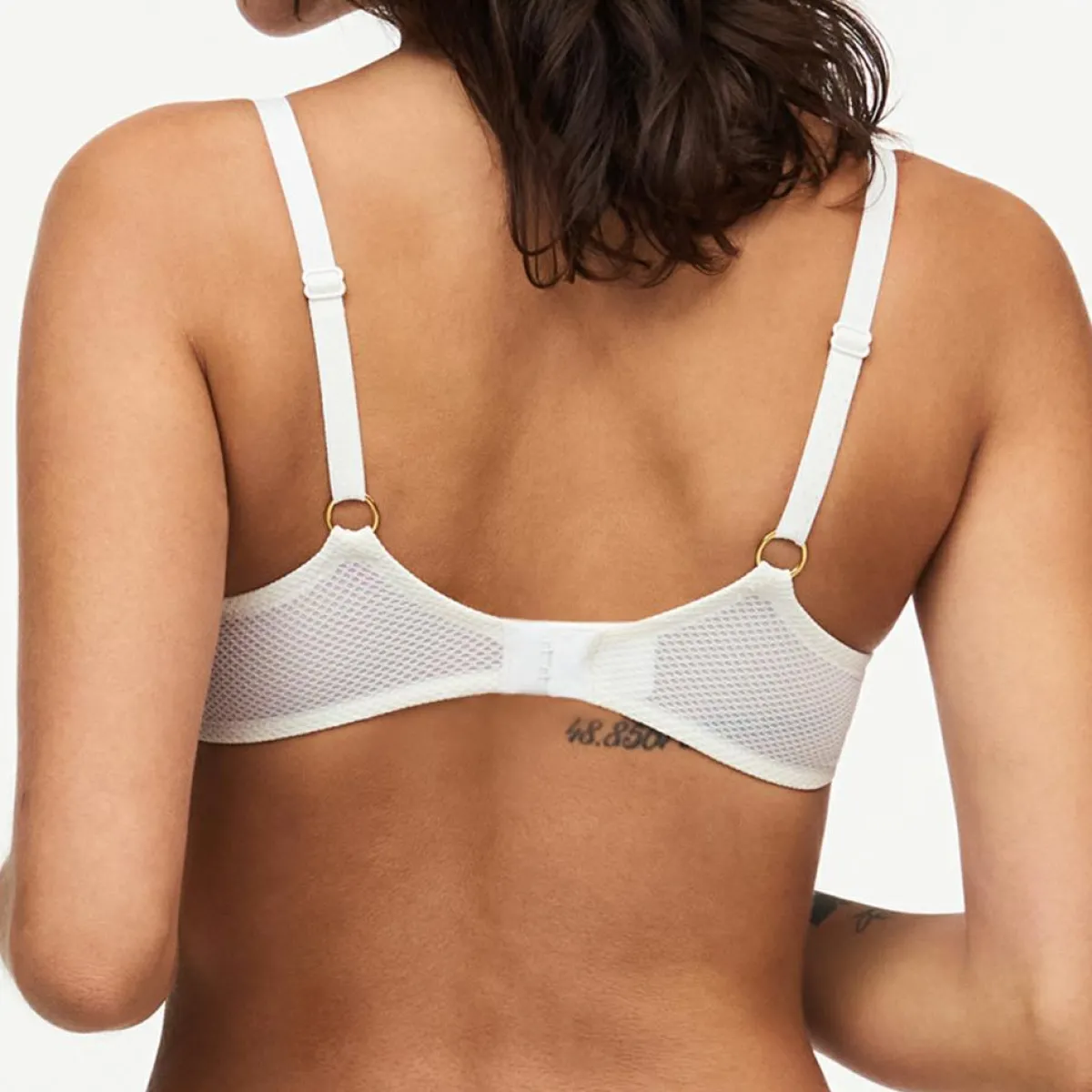 Chantelle Lingerie, Nuit|Soutien-gorge Coque Plongeant Fleurs ivoire/doré