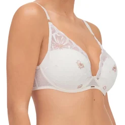 Chantelle Lingerie, Nuit|Soutien-gorge Coque Plongeant Fleurs ivoire/doré