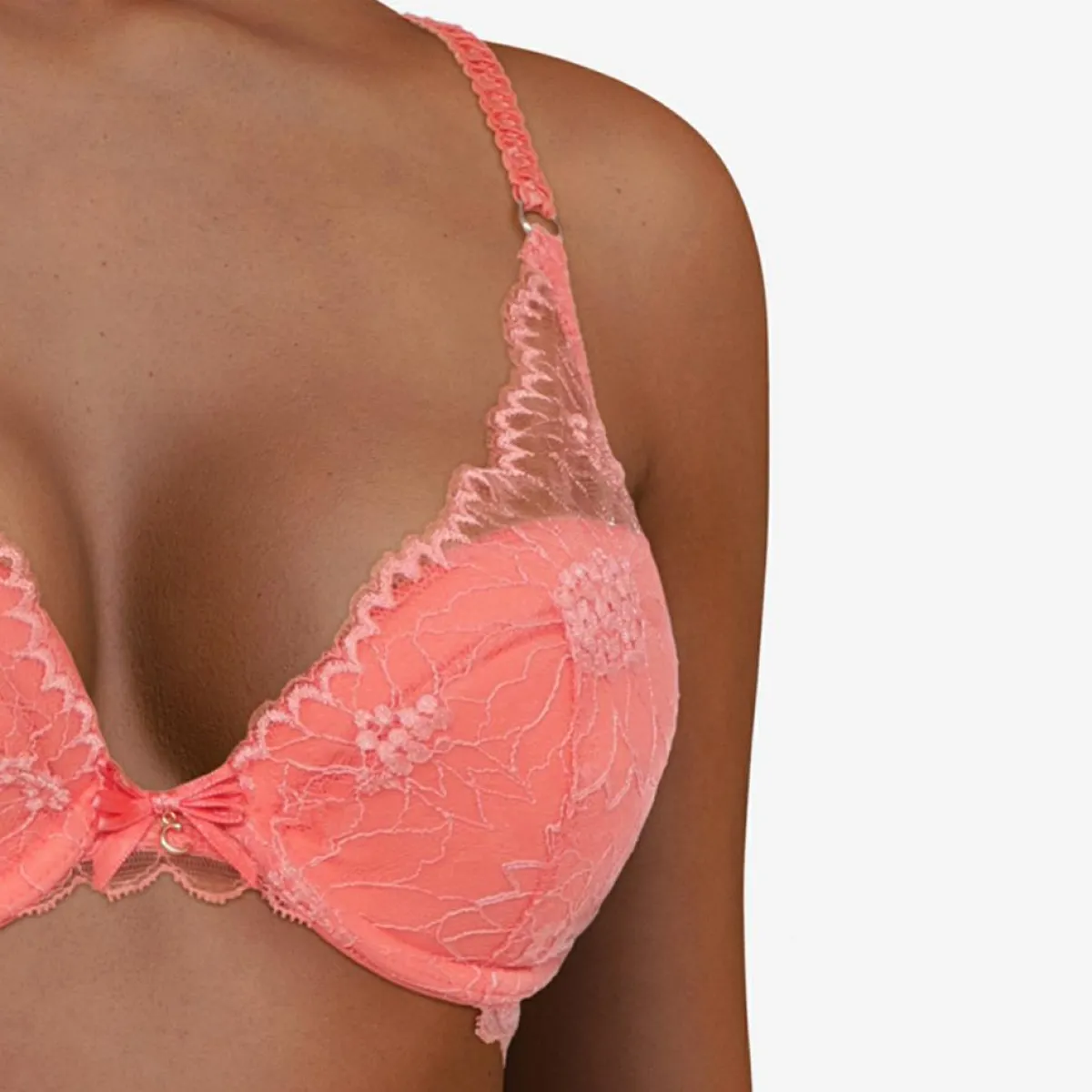 Chantelle Lingerie, Nuit|Soutien-gorge coques Push-Up avec mousse Opéra rose goyave
