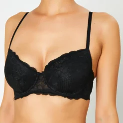 Huit Lingerie, Nuit|Soutien-gorge Push-Up en Soie mélangée Portofino noir