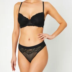 Huit Lingerie, Nuit|Soutien-gorge Push-Up en Soie mélangée Portofino noir