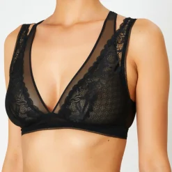 Huit Lingerie, Nuit|Soutien-gorge sans armatures en Soie mélangée Poprock noir