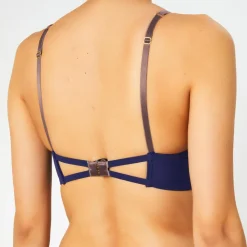 Huit Lingerie, Nuit|Soutien-gorge sans armatures en Soie mélangée Skin 02 bleu marine