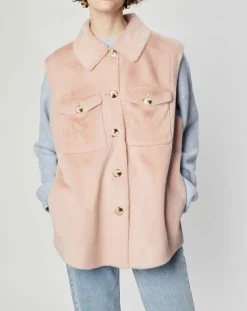 Lou Andrea Chemises|Surchemise en Fausse Fourrure Lily rose poudre