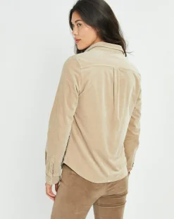 Lauren Vidal Chemises|Surchemise en Velours côtelé Cloé amande