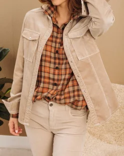 Lauren Vidal Chemises|Surchemise en Velours côtelé Cloé amande