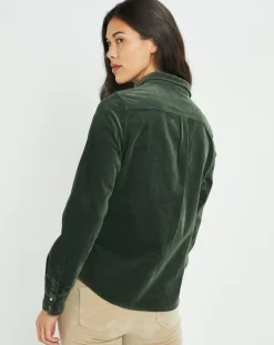 Lauren Vidal Chemises|Surchemise en Velours côtelé Cloé verte
