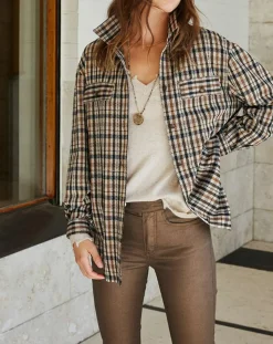 Lauren Vidal Chemises|Surchemise Leoni à carreaux café