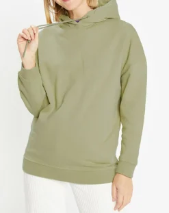 Galeries Lafayette Sweats|Sweat à capuche en Coton Bio Bahut kaki clair