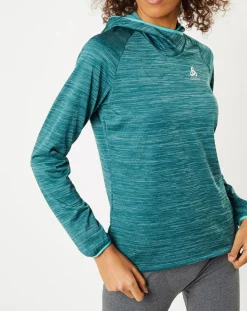 Odlo Pulls|Sweat à capuche Run Easy Warm bleu/vert