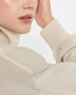 Marc O'Polo Pulls|Sweat col roulé molletonné écru