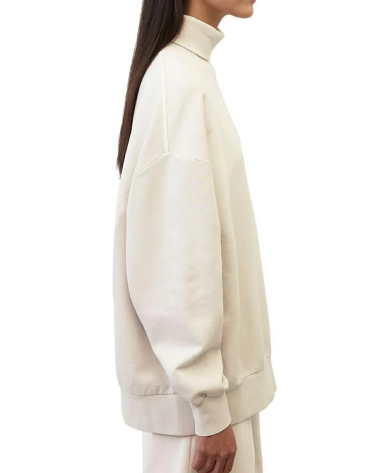 Marc O'Polo Pulls|Sweat col roulé molletonné écru