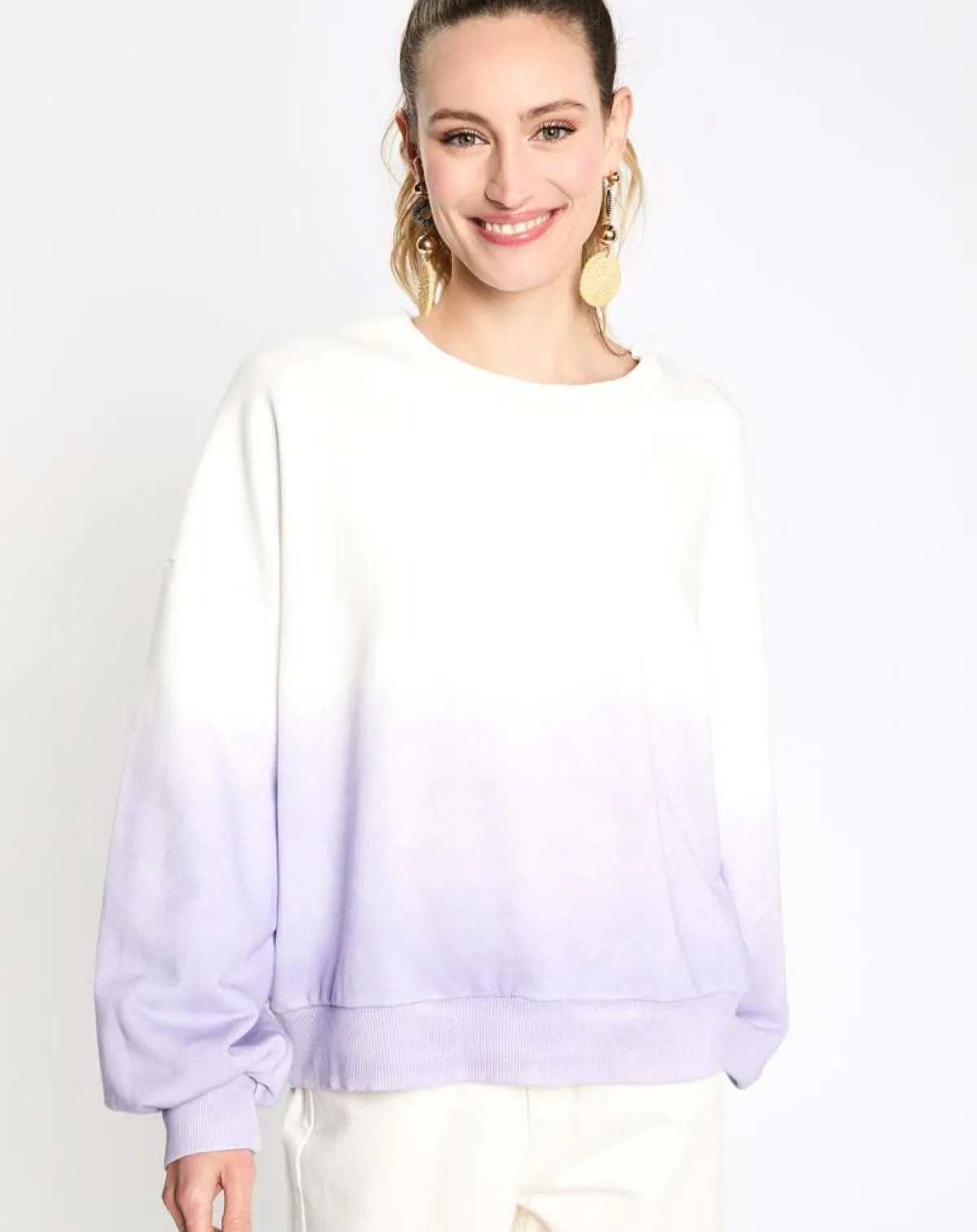 Esprit Pulls|Sweat cr ml dip dye blanc/violet