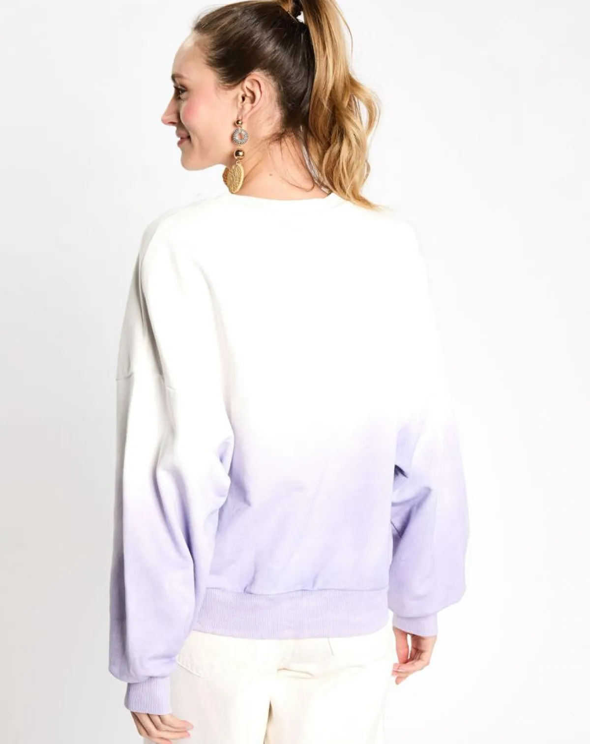 Esprit Pulls|Sweat cr ml dip dye blanc/violet