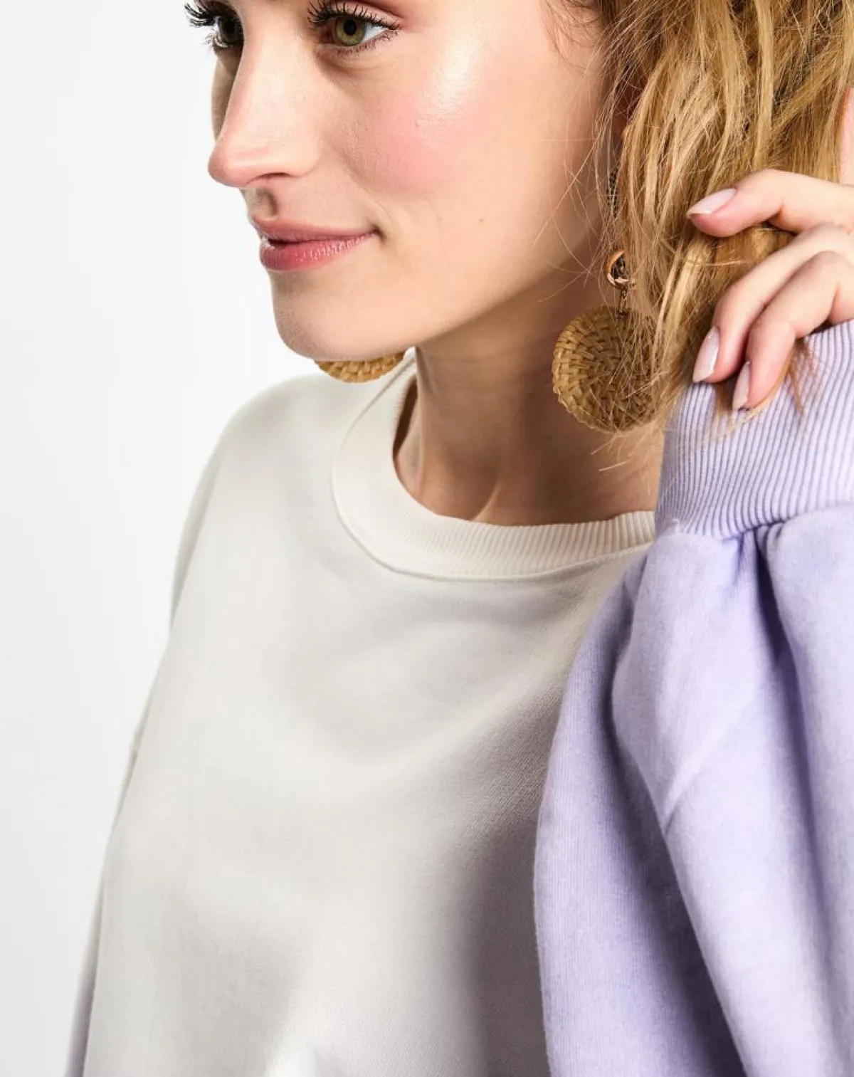 Esprit Pulls|Sweat cr ml dip dye blanc/violet