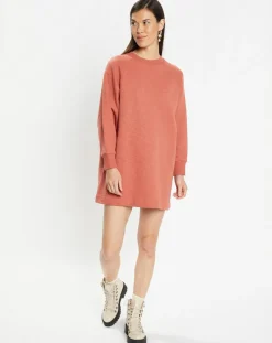 Galeries Lafayette Sweats|Sweat droit et long en Coton Lenny rose foncé