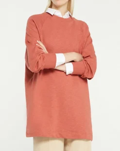 Galeries Lafayette Sweats|Sweat droit et long en Coton Lenny rose foncé