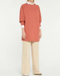 Galeries Lafayette Sweats|Sweat droit et long en Coton Lenny rose foncé