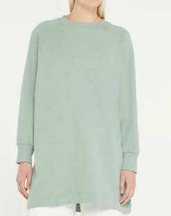 Galeries Lafayette Sweats|Sweat droit et long en Coton Lenny vert clair