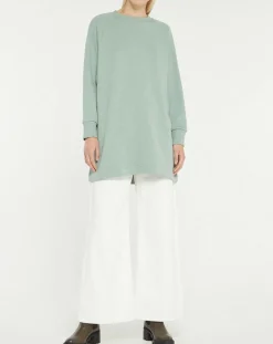 Galeries Lafayette Sweats|Sweat droit et long en Coton Lenny vert clair