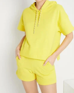 Cashmere Tribu Pulls|Sweat en Coton molletonné à capuche California manches courtes tournesol