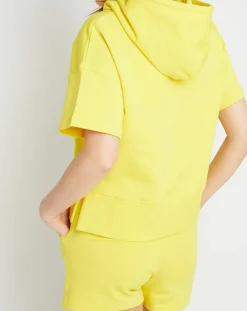 Cashmere Tribu Pulls|Sweat en Coton molletonné à capuche California manches courtes tournesol